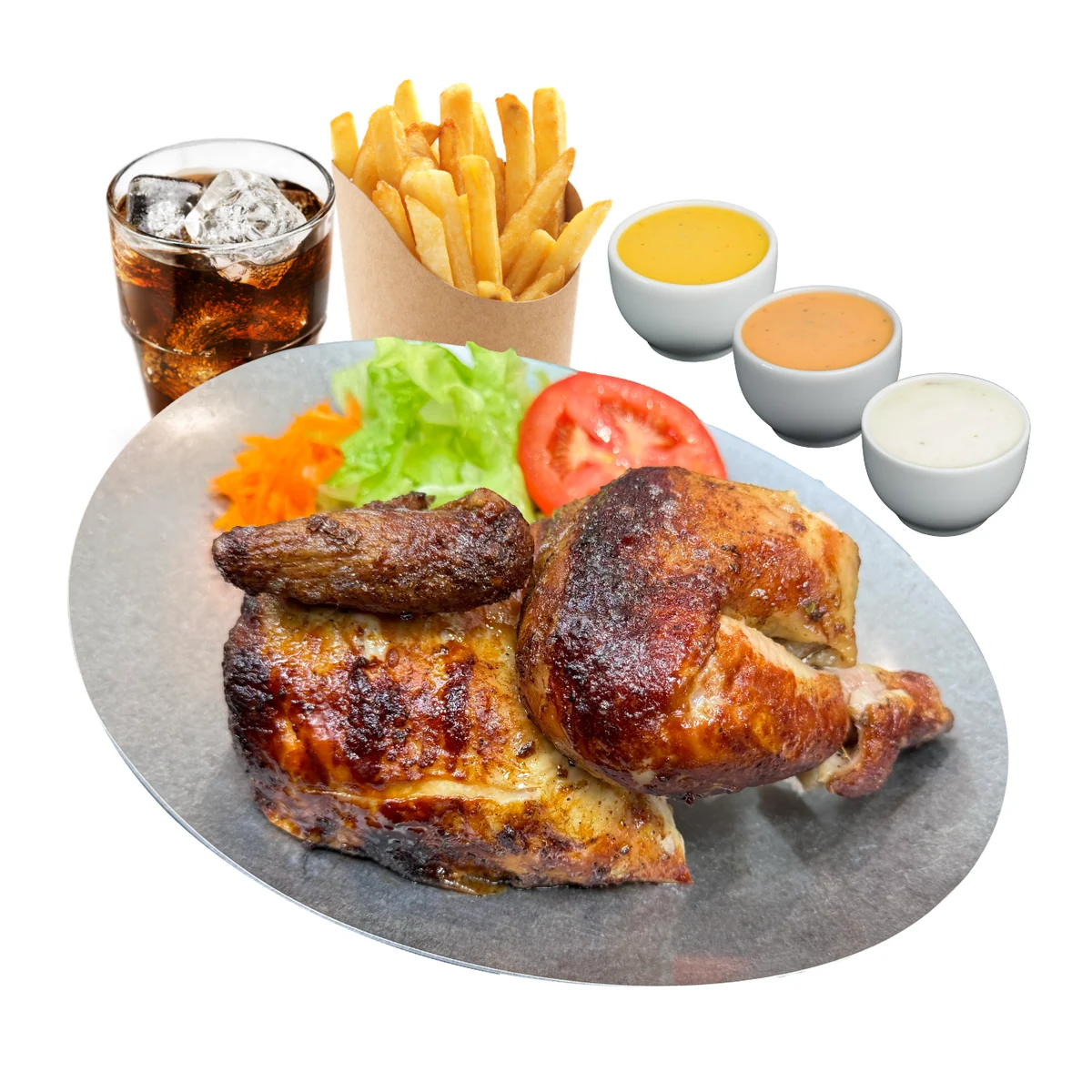 Demi-poulet braisé